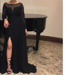 Black lace prom dress